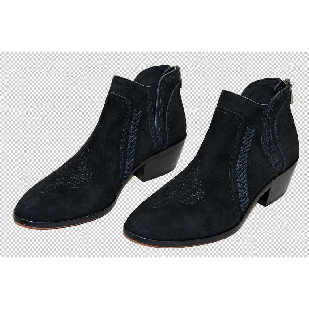 Vince Camuto Presita Suede Western Ankle Booties Women 6.5 Black